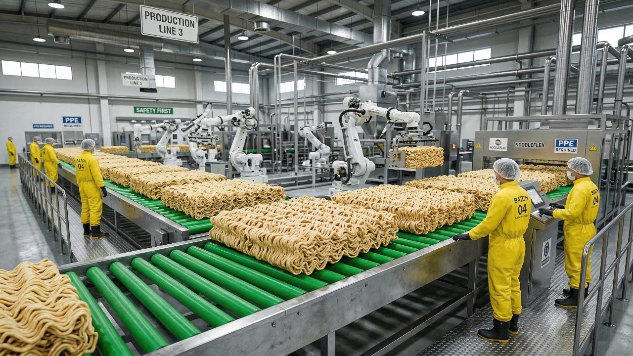 How Instant Noodles Are Made in a Factory: Inside a Modern Noodle Processing Plant (Full Process)