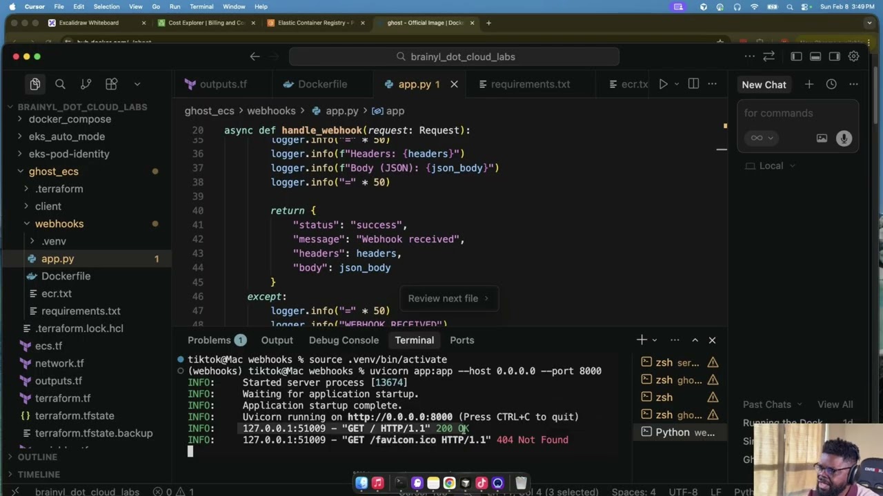 Run Multiple Containers with ECS Fargate Task: Ghost CMS + Webhook Receiver with ECR on AWS