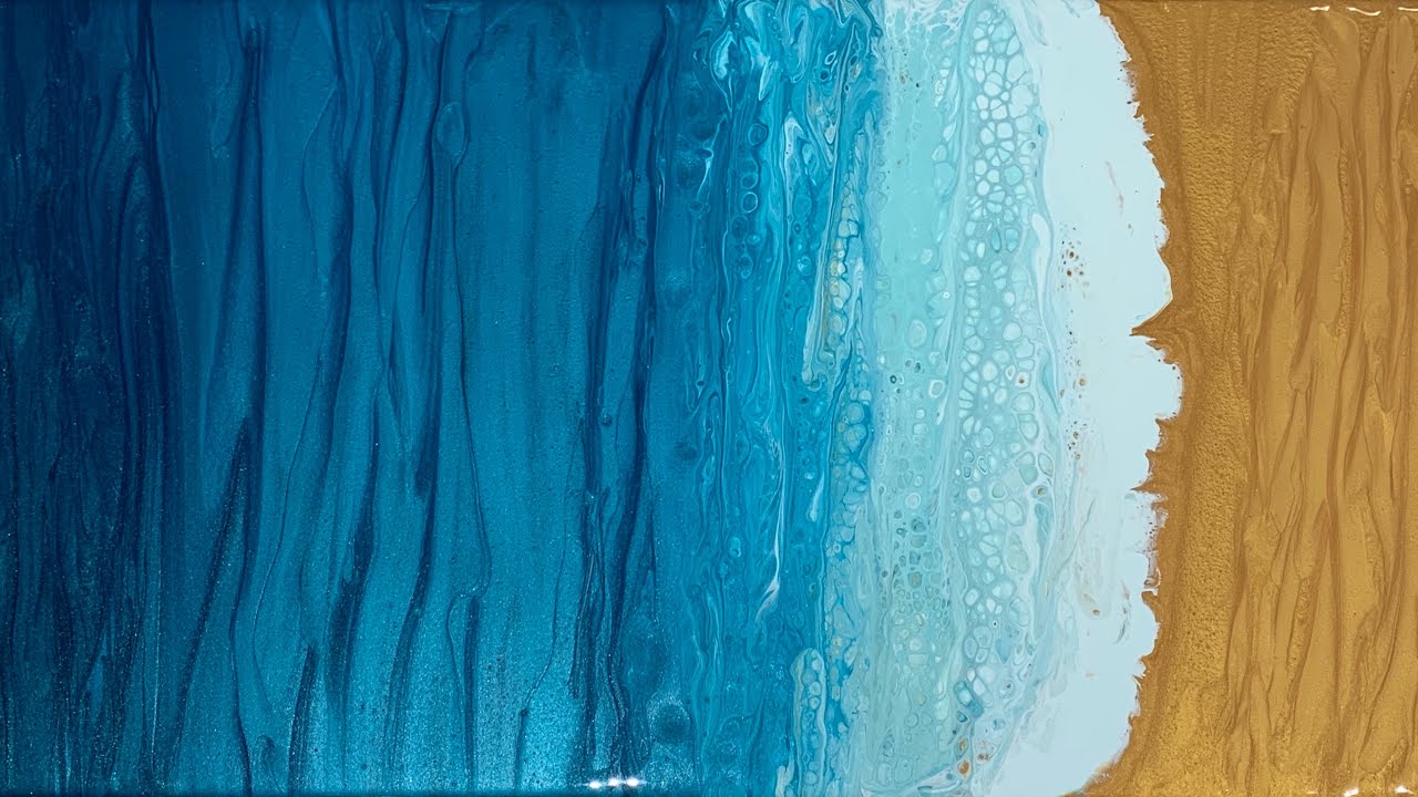 (260) Beach Pour / Swipe / Fluid Acrylic Paint Pouring - Flow Art - Impressionism