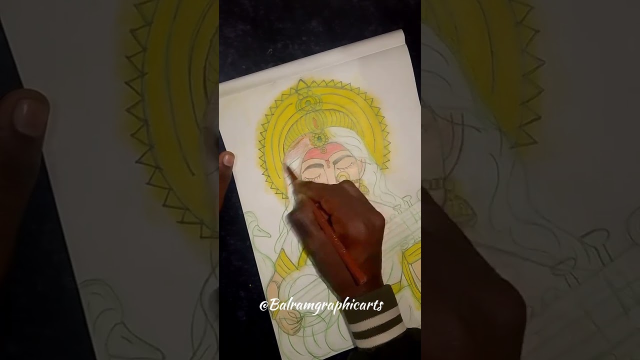 Draw _Maa saraswati 😍💓✍️ drawing #balramgraphicarts #maasaraswati #drawing #art #viralvideo #video  