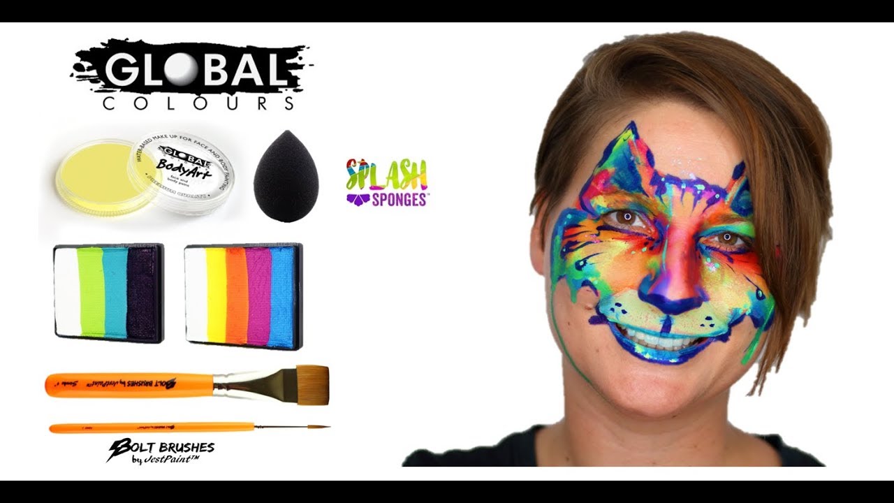 How to Face Paint  - Face Painting Watercolor Tiger Tutorial