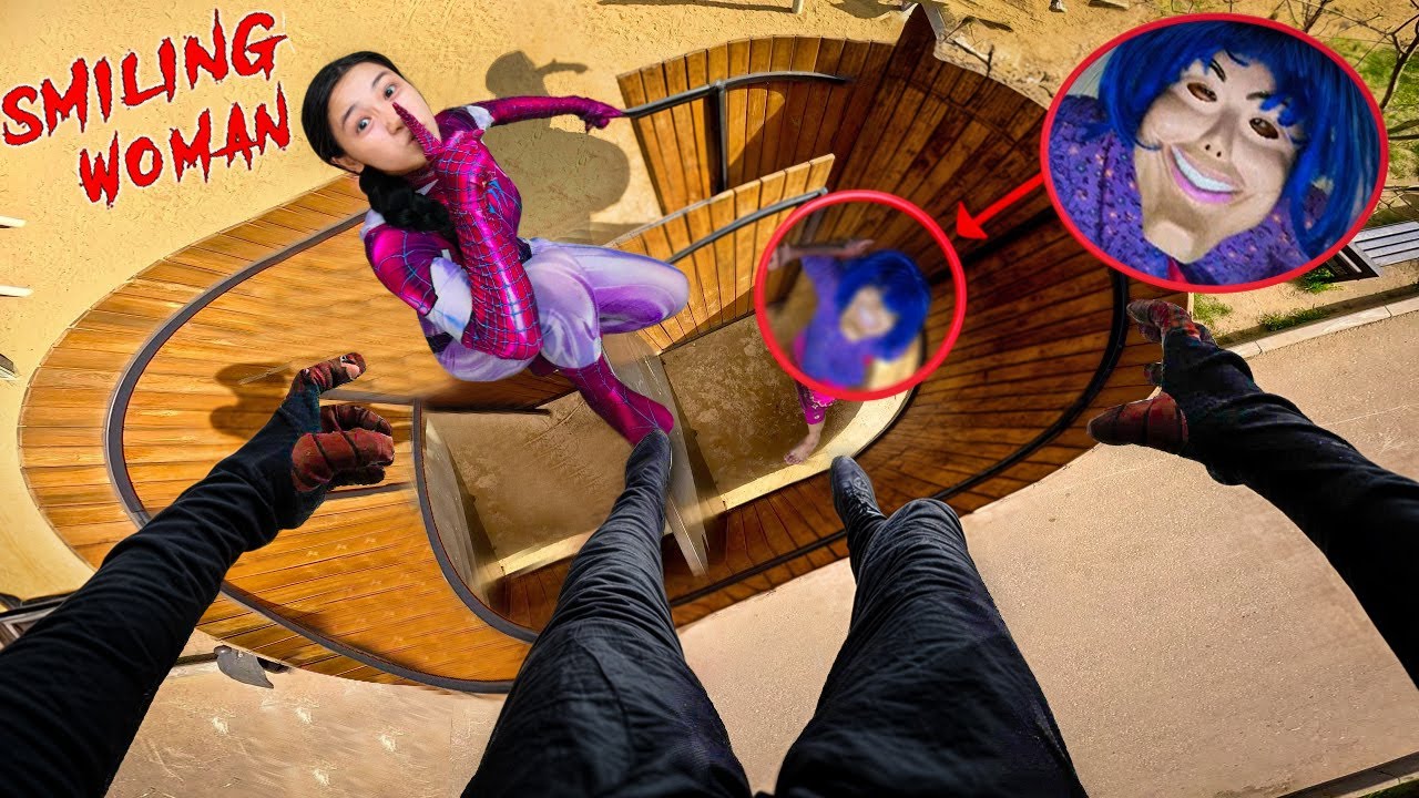SPIDERMAN PARKOUR Vs SMILING WOMAN | Deadly Game,Horror Chase Approaches(Horror Story Short)Epic POV