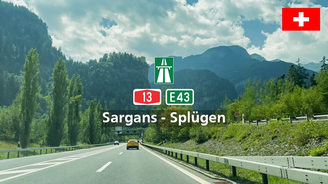 Driving in Switzerland: Autobahn A13 E43 from Sargans to Splügen