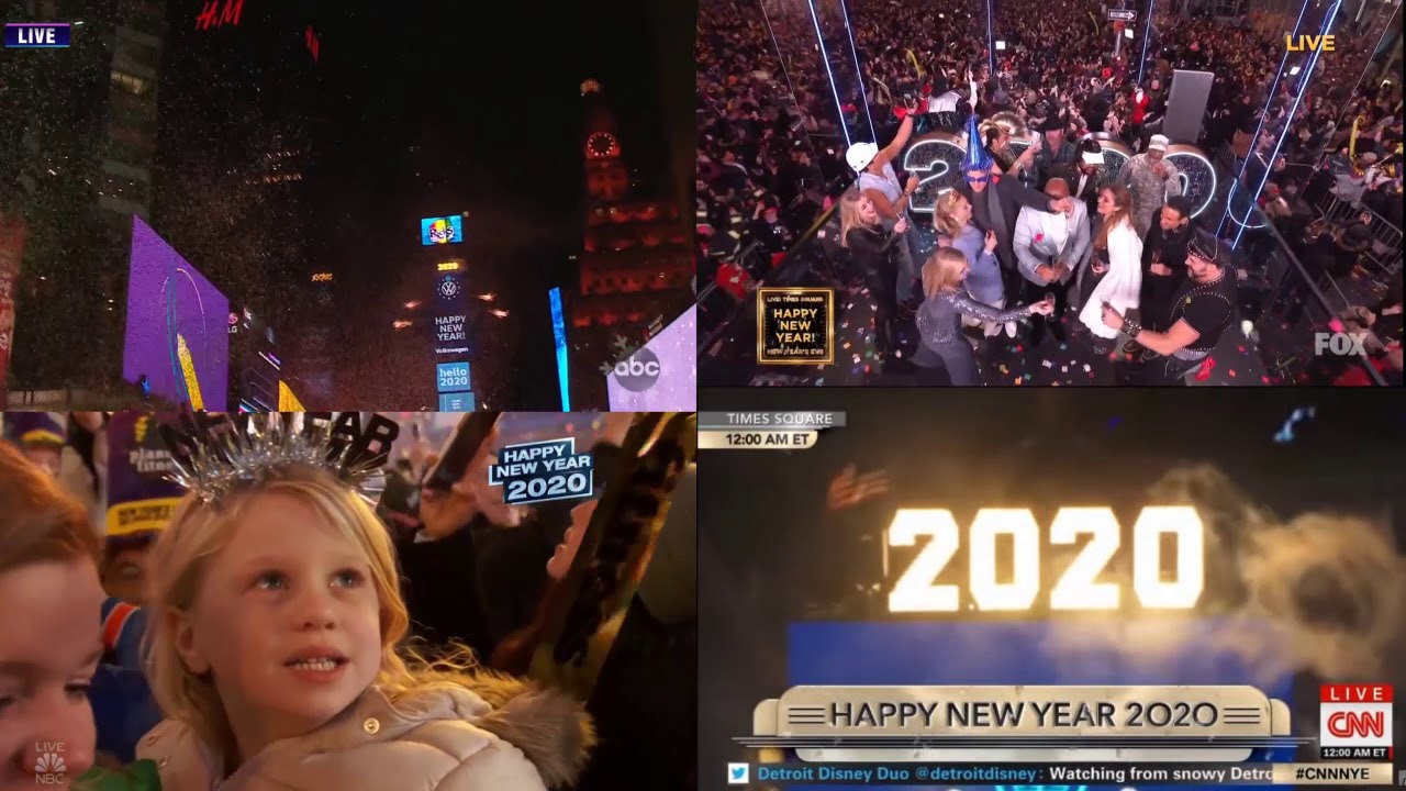 New Years 2019-2020 countdown 4 networks simultaneously