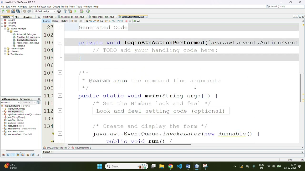 Swing Display Text