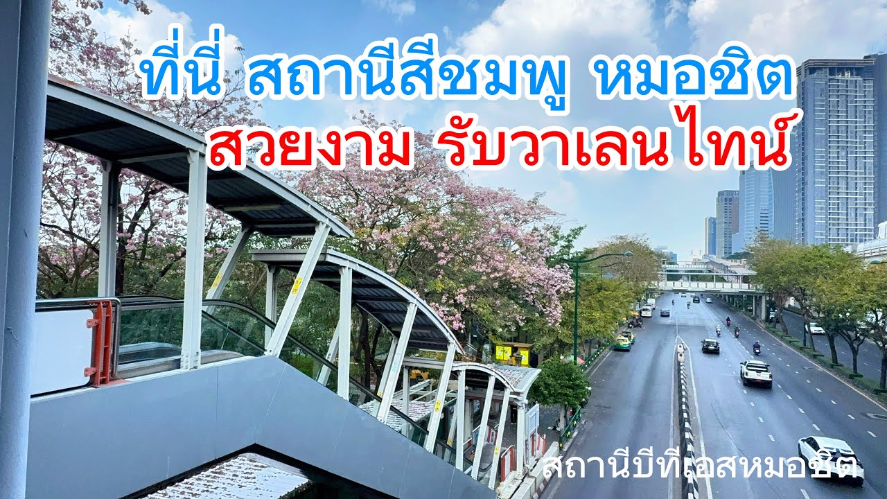 สวยเหมือนดอกซากุระ สถานีรถไฟฟ้าเป็นสีชมพู ต้อนรับวาเลนไทน์ #สถานีรถไฟฟ้าหมอชิต
