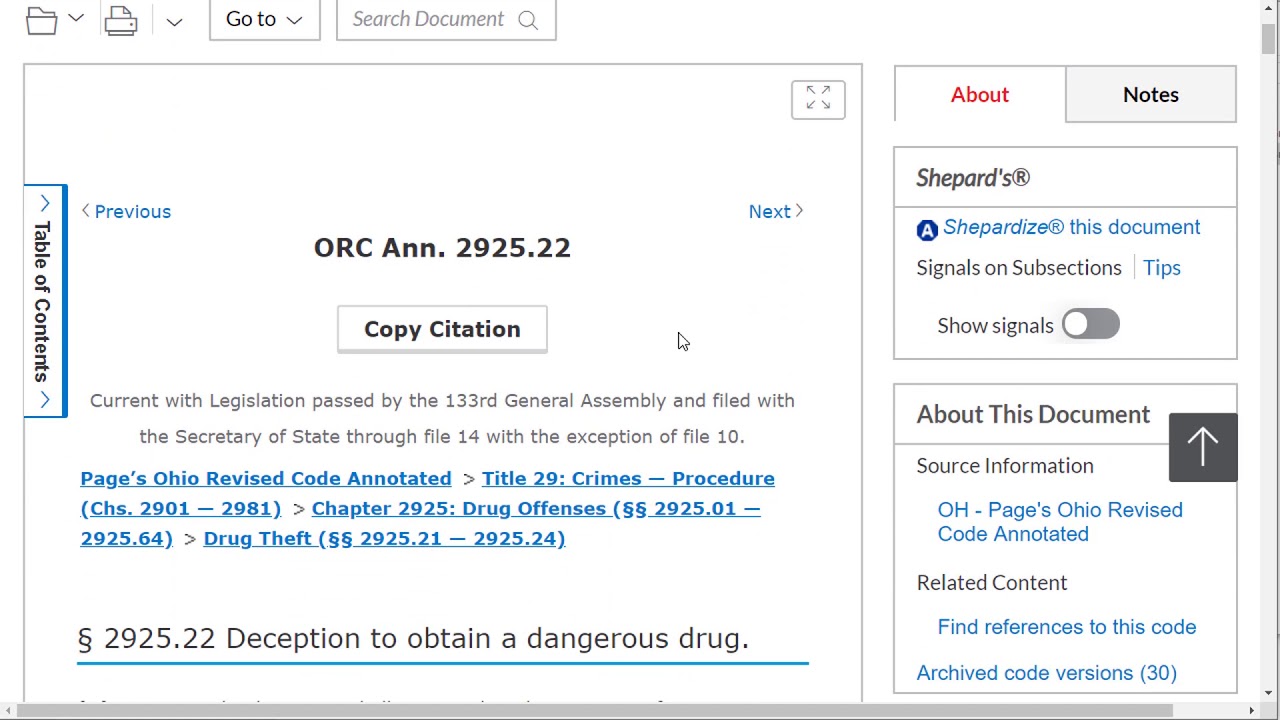 3.11 ~ Annotations to Statutory Authority (Ohio)