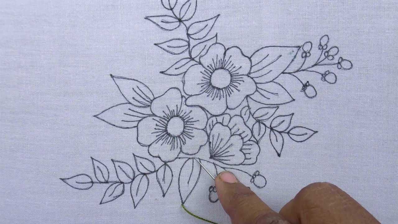 Very Unique Hand Embroidery Tutorial, Beautiful Flower Embroidery Design For Dresses