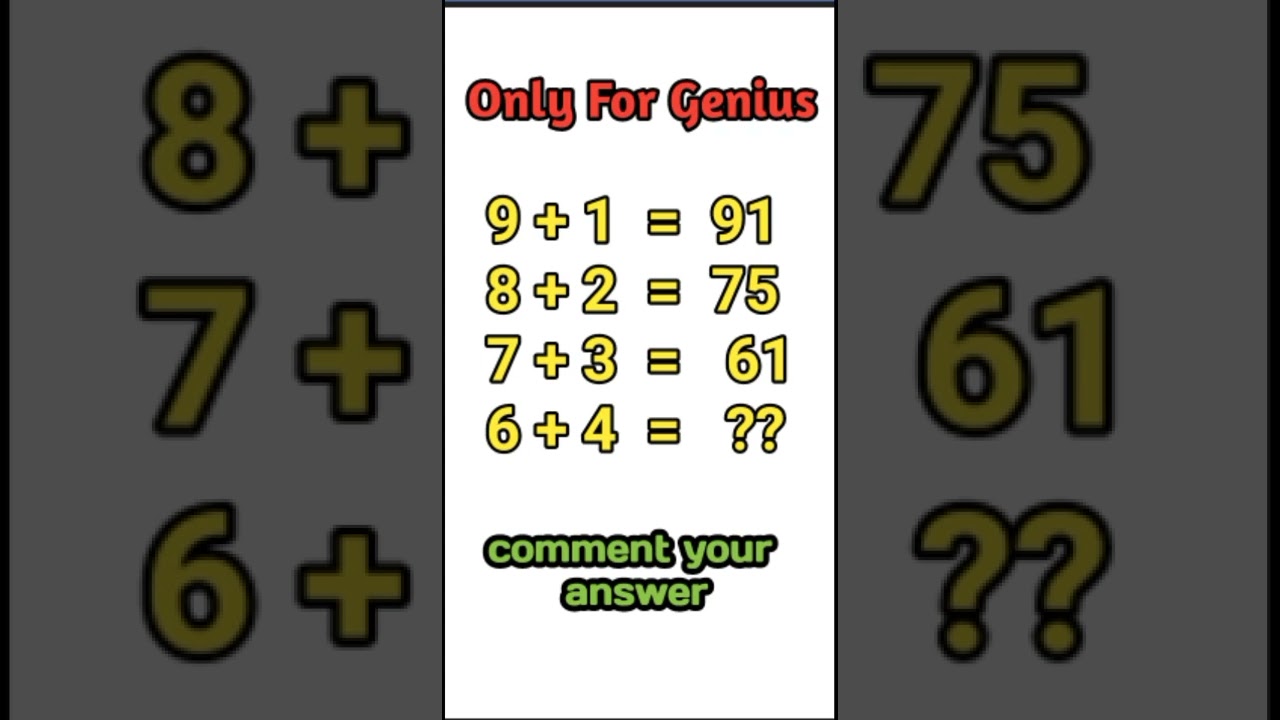 maths puzzle Math puzzle&nbsp;#shorts&nbsp;#puzzleMath puzzle&nbsp;#shorts&nbsp;#puzzle only for Genius