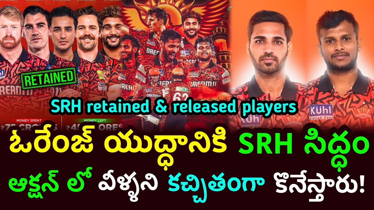 IPL 2025 Sunrisers Hyderabad team retained and released players || srh || ipl 2025