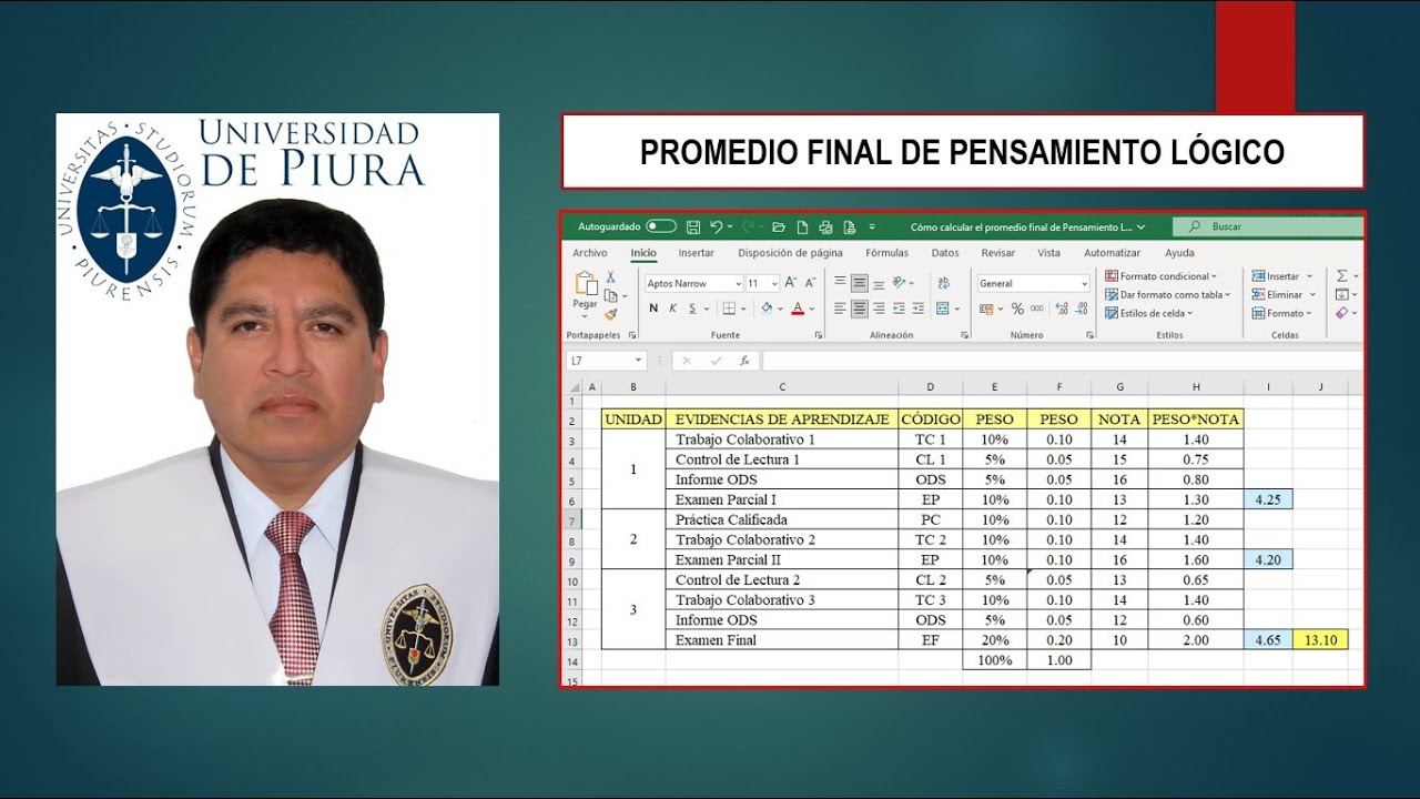 Cómo calcular el promedio final de Pensamiento Lógico en la UCV