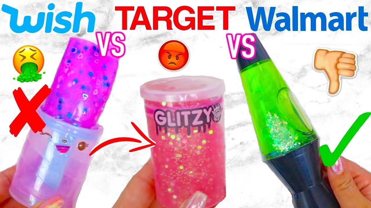 TARGET SLIME VS WALMART SLIME VS WISH SLIME! Which Is Worth It?!?