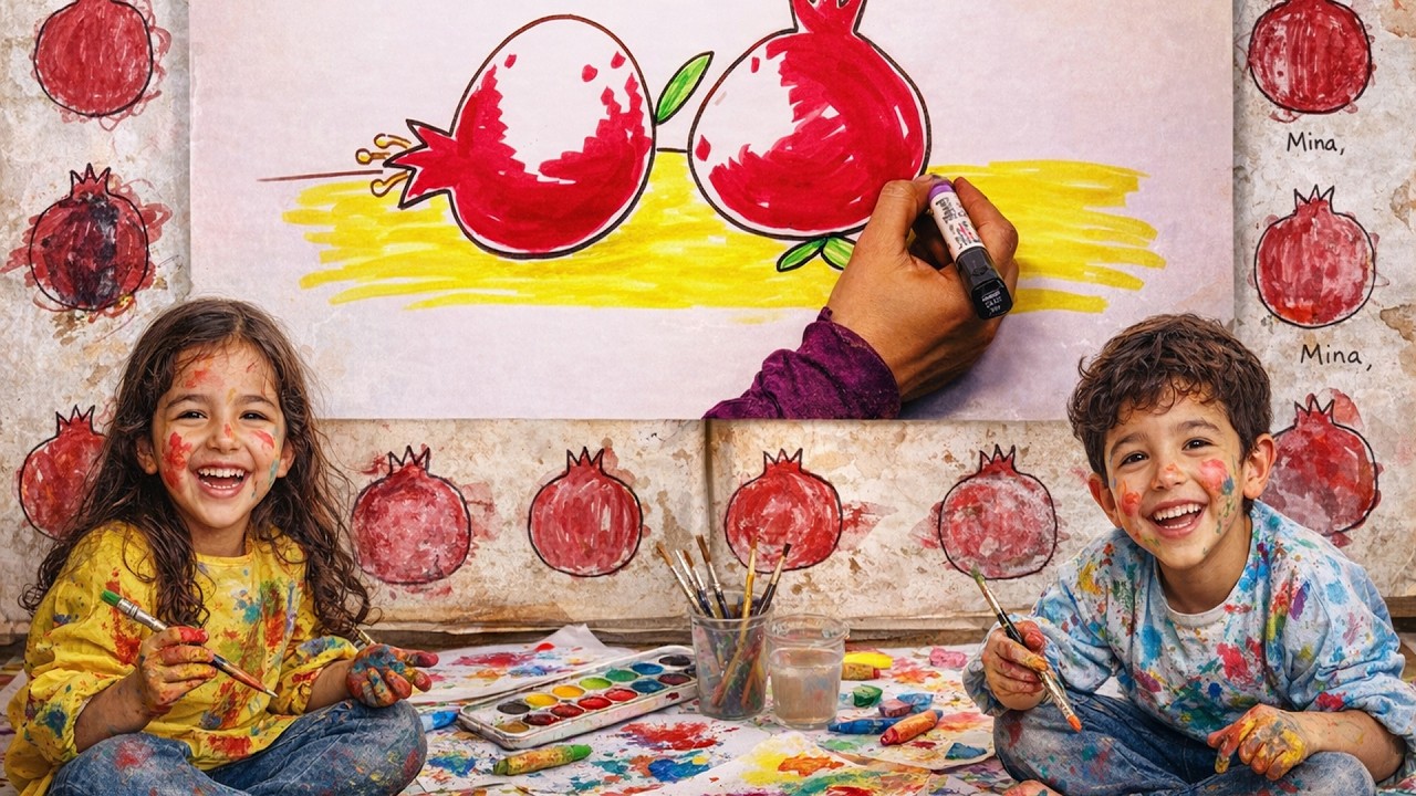 🎨🍎 رسم وتلوين الرمان للأطفال