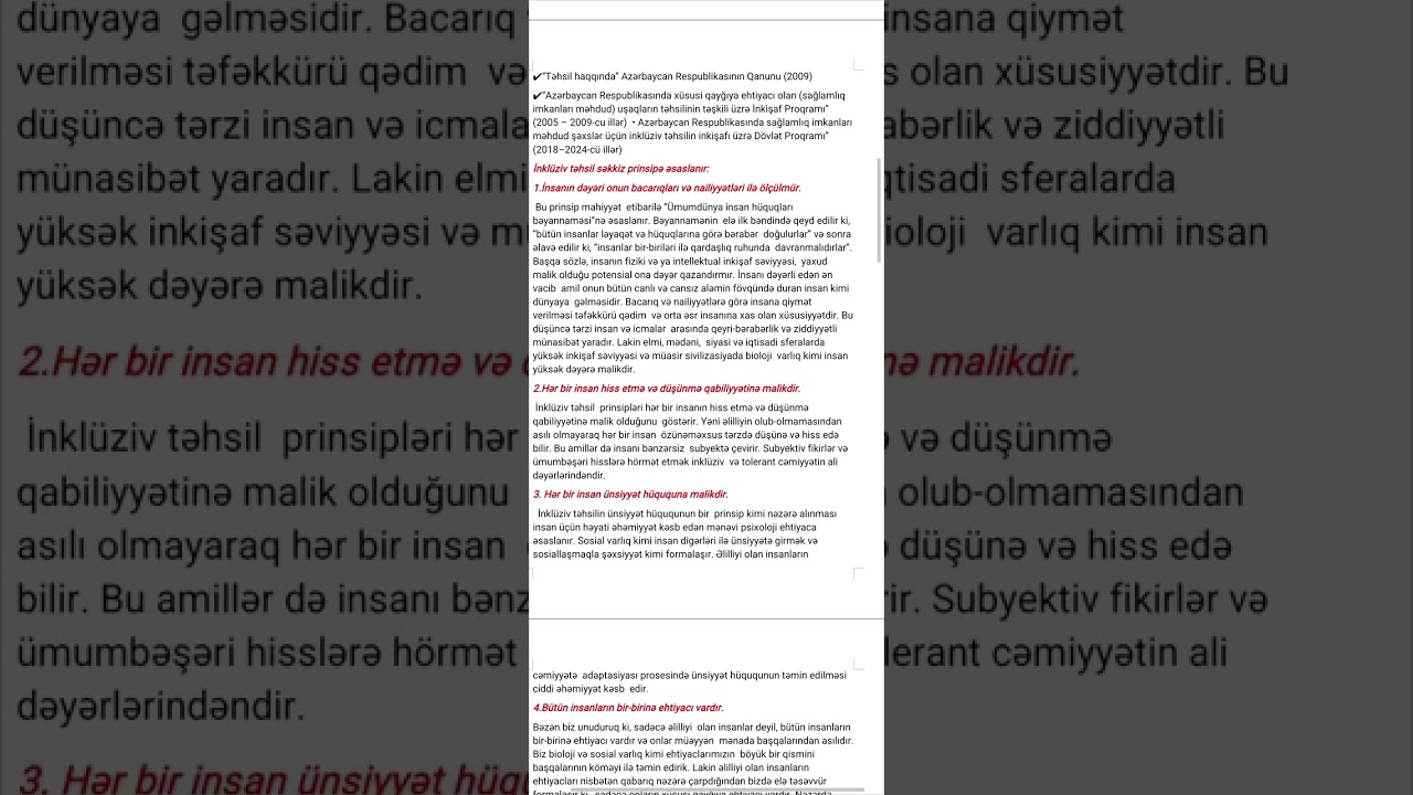 İnklüziv təhsil mövzusu
