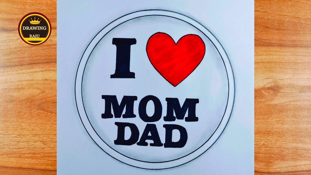 How to make Ilove ❤️ Mom Dad Drawing||Simple Mom Dad Drawing with pencil sketch art video 