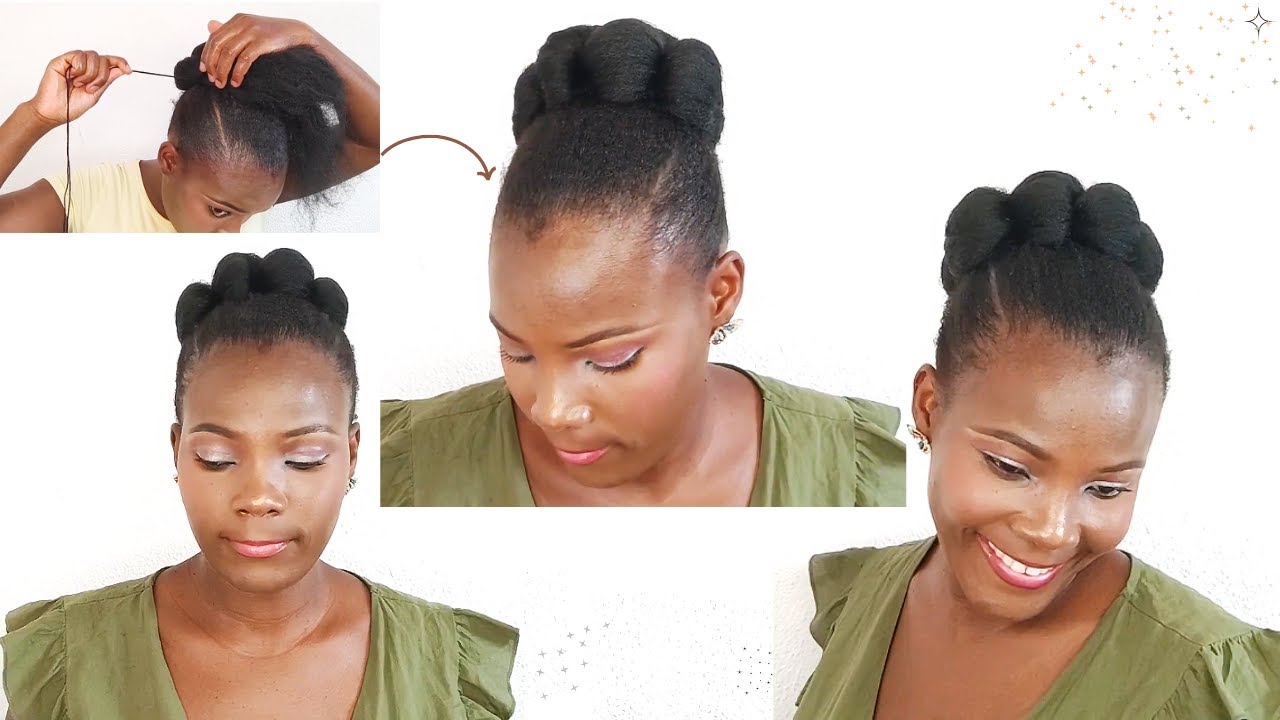 CLASSY UPDO Protective Hairstyle  on Short 4C Natural Hair | using a simple Thread