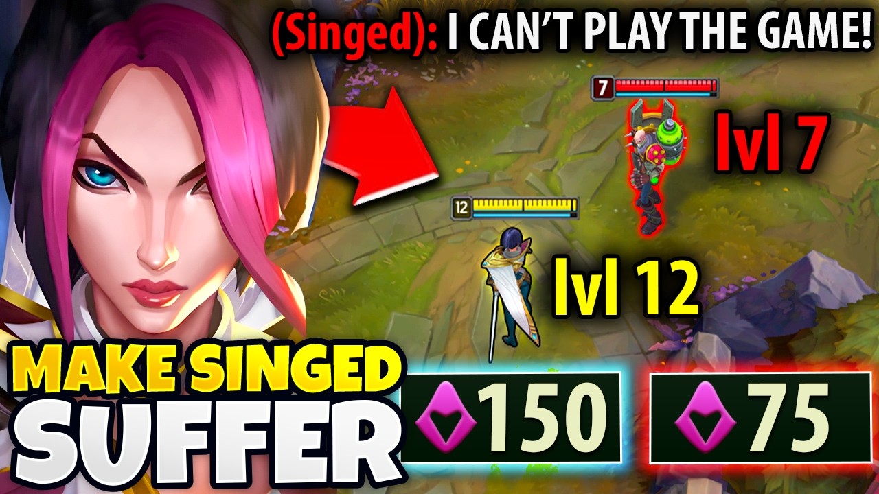 This Singed thought he could proxy vs me, but I had the perfect counter (5 LEVELS AHEAD)