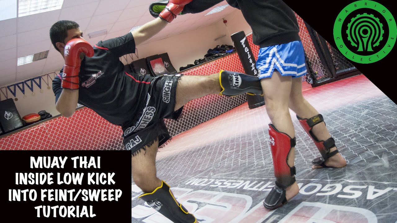 Muay Thai Inside Low Kick into Feint/Sweep Tutorial