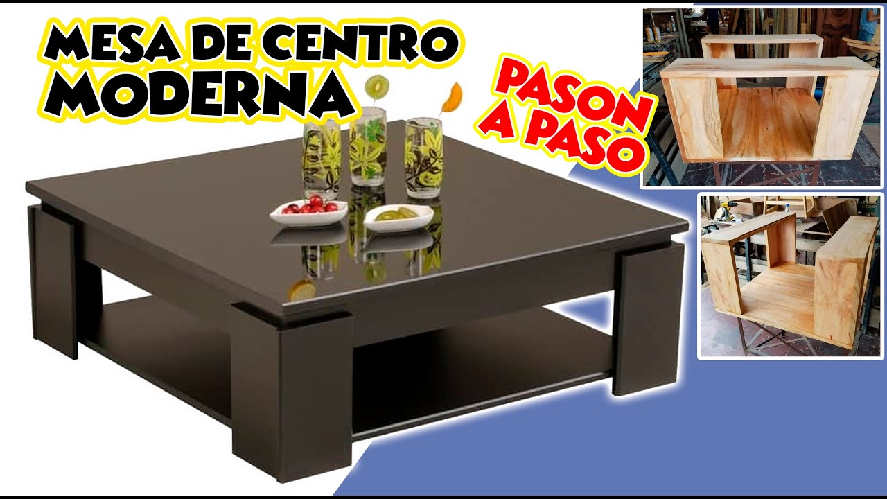 MESA DE CENTRO MODERNA DE MADERA CON VIDRIO WAOO I MODERN CENTER TABLE