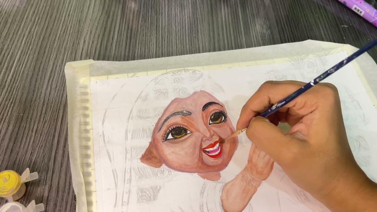 How to colour Radha Rani step by step part -1🥰#viralvideo #youtubevideo #lord #krishna #radha #art 