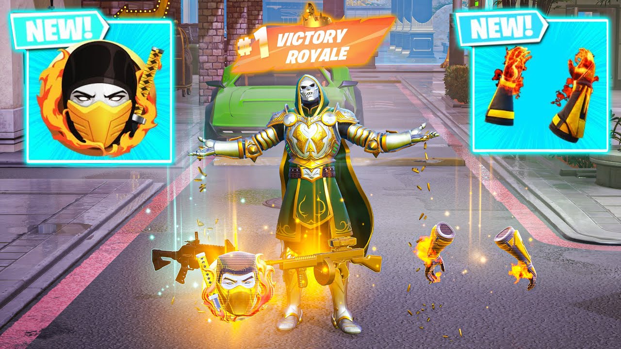 DOOM vs SCORPION'S KOMBAT KIT MYTHIC & NEW 3 MEDALLIONS ( NEW! FORTNITE Chapter 6 )