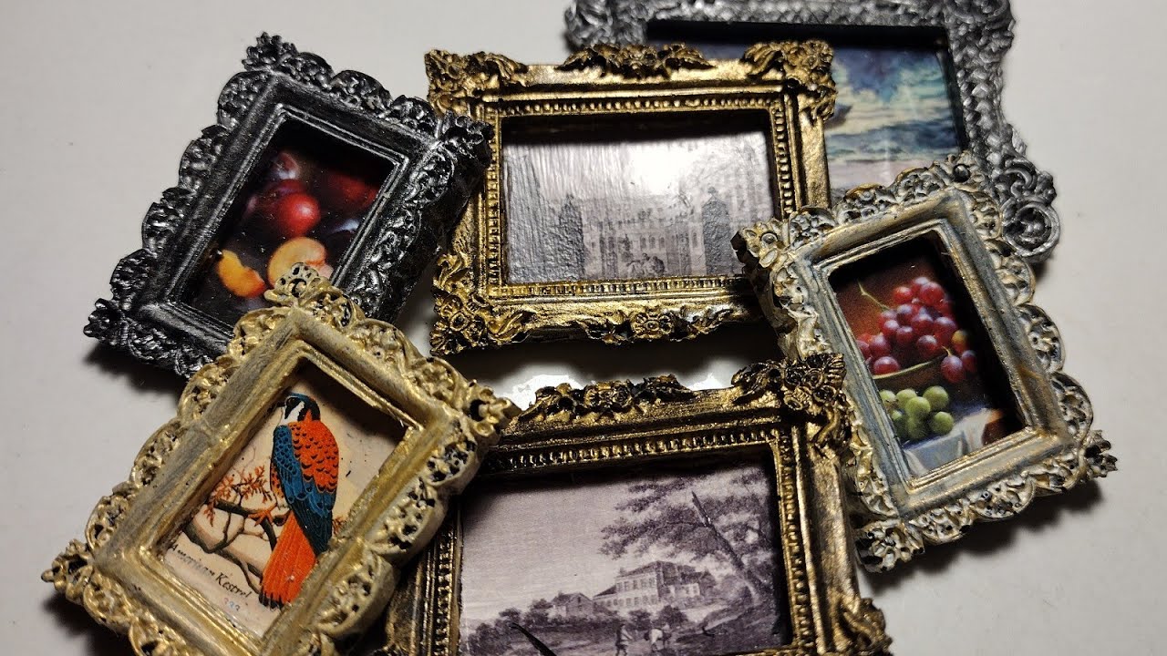 Dollhouse Picture Frames from Polymer Clay- Rooming House Dollhouse Dining Room