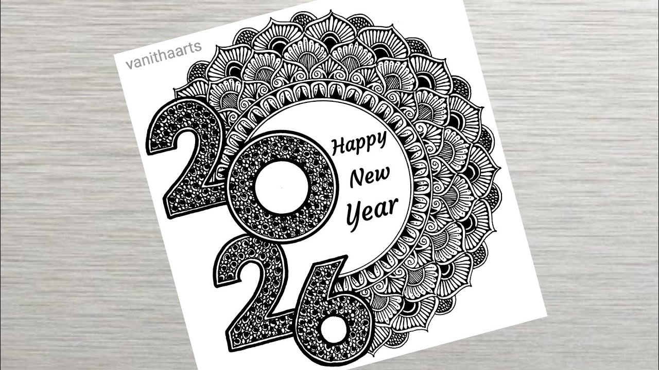 Happy New Year 2026 Mandala Art | How to draw mandala for beginners #happynewyear #vanithaarts