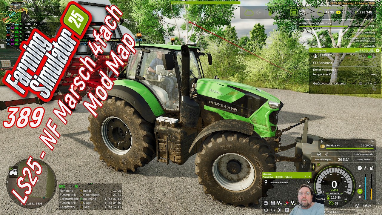 LS 25 NF Marsch 4 Fach # 389 Vom Feld 61 kommen die Silage ballen runter.