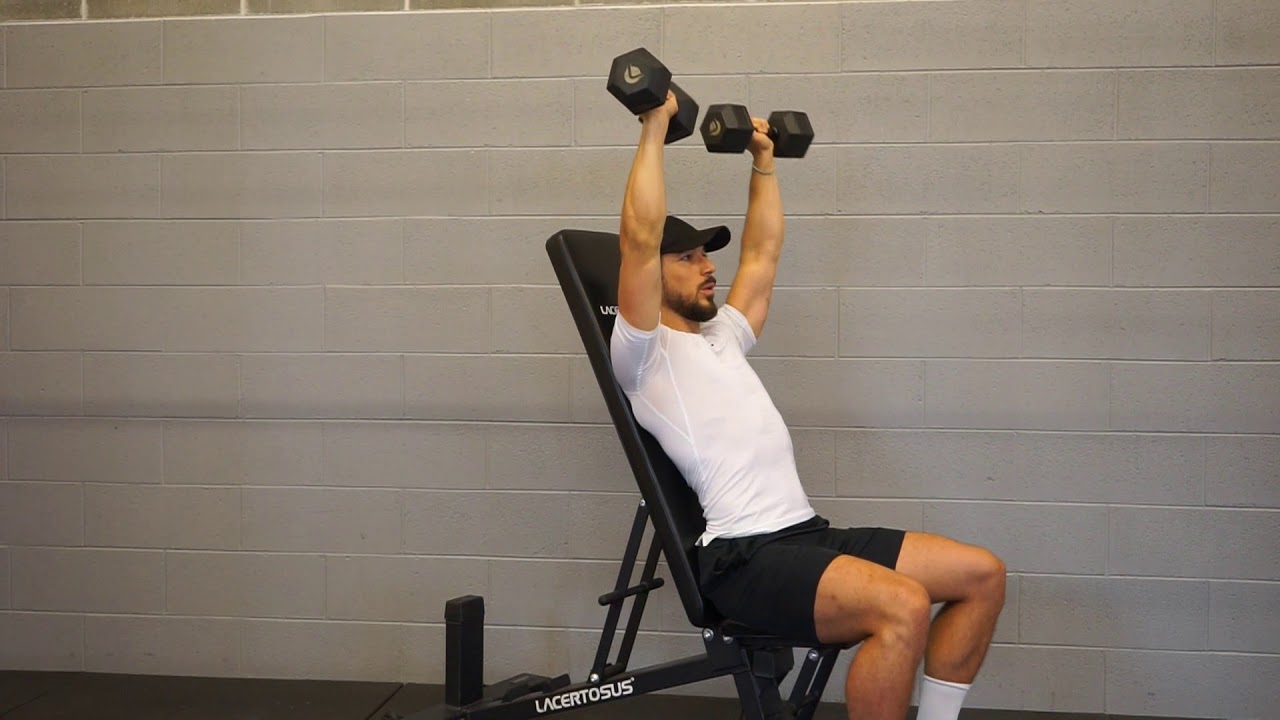 Spinte alte manubri seduto (Dumbbell shoulder press)