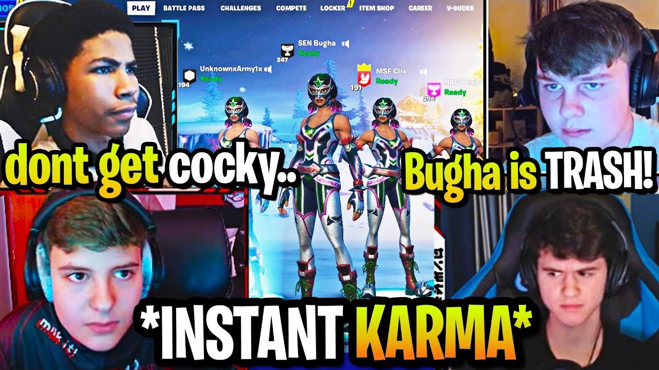 CLIX & BUGHA Get *INSTANT KARMA* after BEING TOXIC vs UNKNOWN & BENJY! (Fortnite)