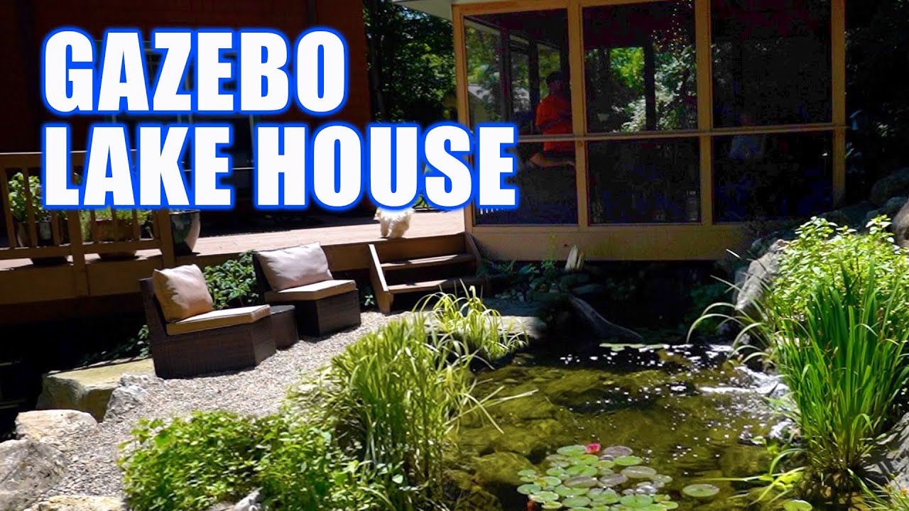 Tree Trunk Waterfall and Lake House Gazebo: Greg Wittstock, The Pond Guy