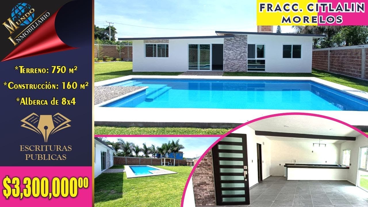 😍 HERMOSA😍 CASA DE UN SOLO NIVEL CON 3 RECAMARAS Y ALBERCA