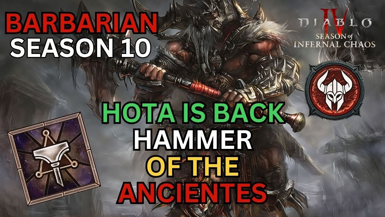 HotA is back ⚔️ Hammer Of The Ancients Meta Build Barbarian Diablo 4 Season 10 #barbarian  #diablo4