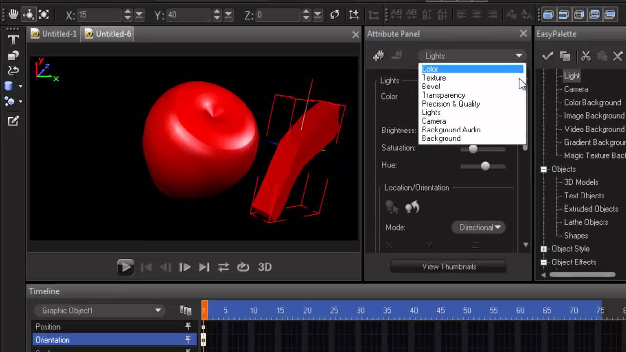 Corel MotionStudio 3D, create an object from a picture.