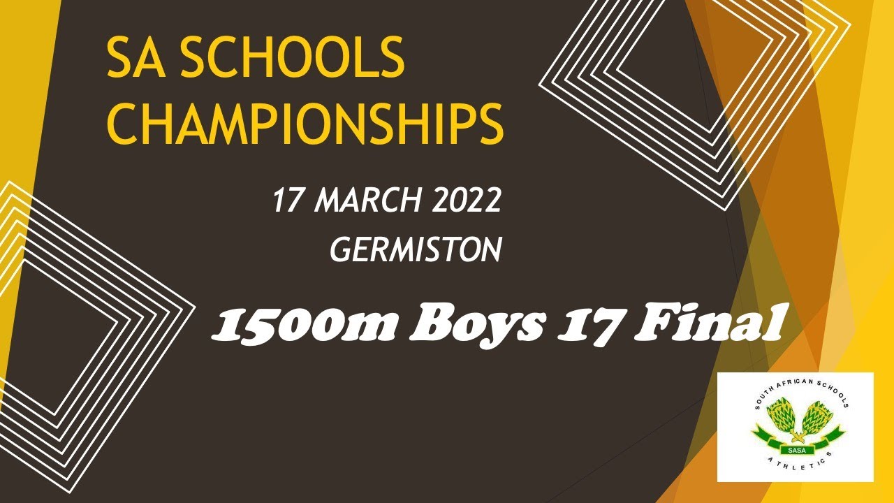 Johannes MOREPE wins 1500m Boys 17 at SA Schools Championships Germiston in 3;48.75s - 17 March 2022