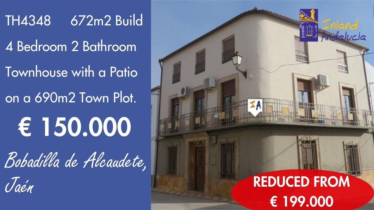 150K,  Spacious 672m2 Build 4 Bedroom Townhouse Property in Spain for sale inland Andalucia TH4348