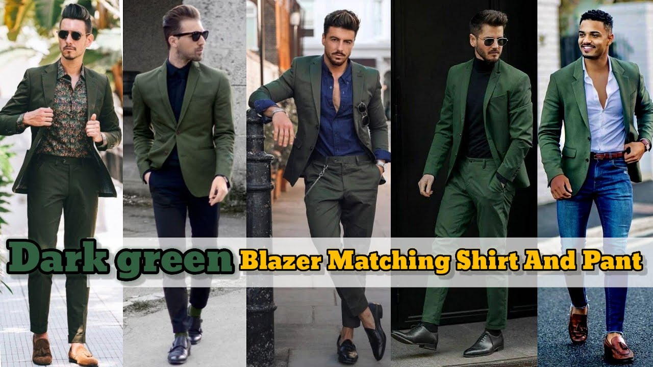 Dark Green Blazer Matching Shirt And Pant | Dark Green Blazer Combination | Dark green Blazer Outfit