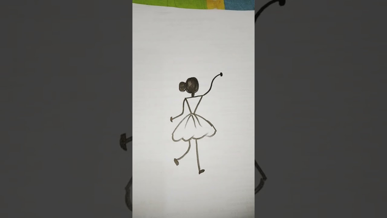 Cute dancing girl drawing