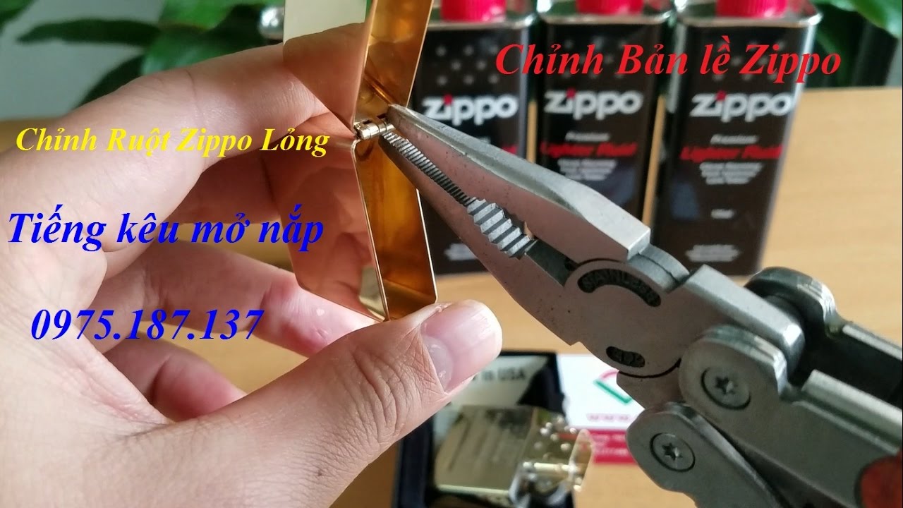 Hướng dẫn chỉnh chốt bản lề zippo | Chỉnh zippo khi bị lỏng ruột | Chỉnh tiếng mở nắp Zippo