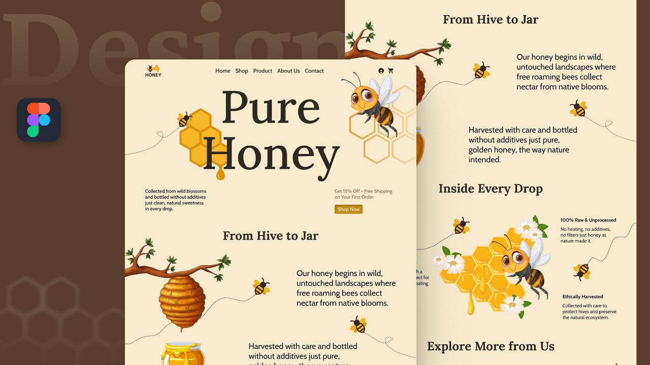 Designing a Website for a Honey Brand in Figma | Figma Tutorial for Beginners