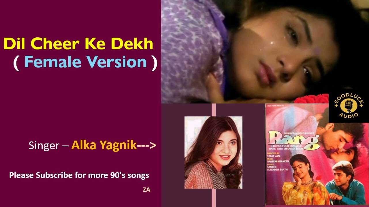 Dil Cheer Ke Dekh - Female Version | Alka Yagnik | Bollywood 90's Songs | Sad Song | HD Audio | Rang