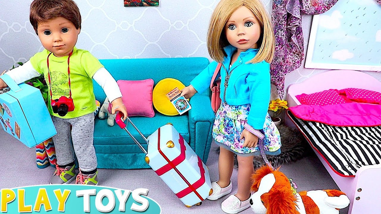 Dolls  Packing Clothes in Travel Suitcases! Play Toys vacation routine story