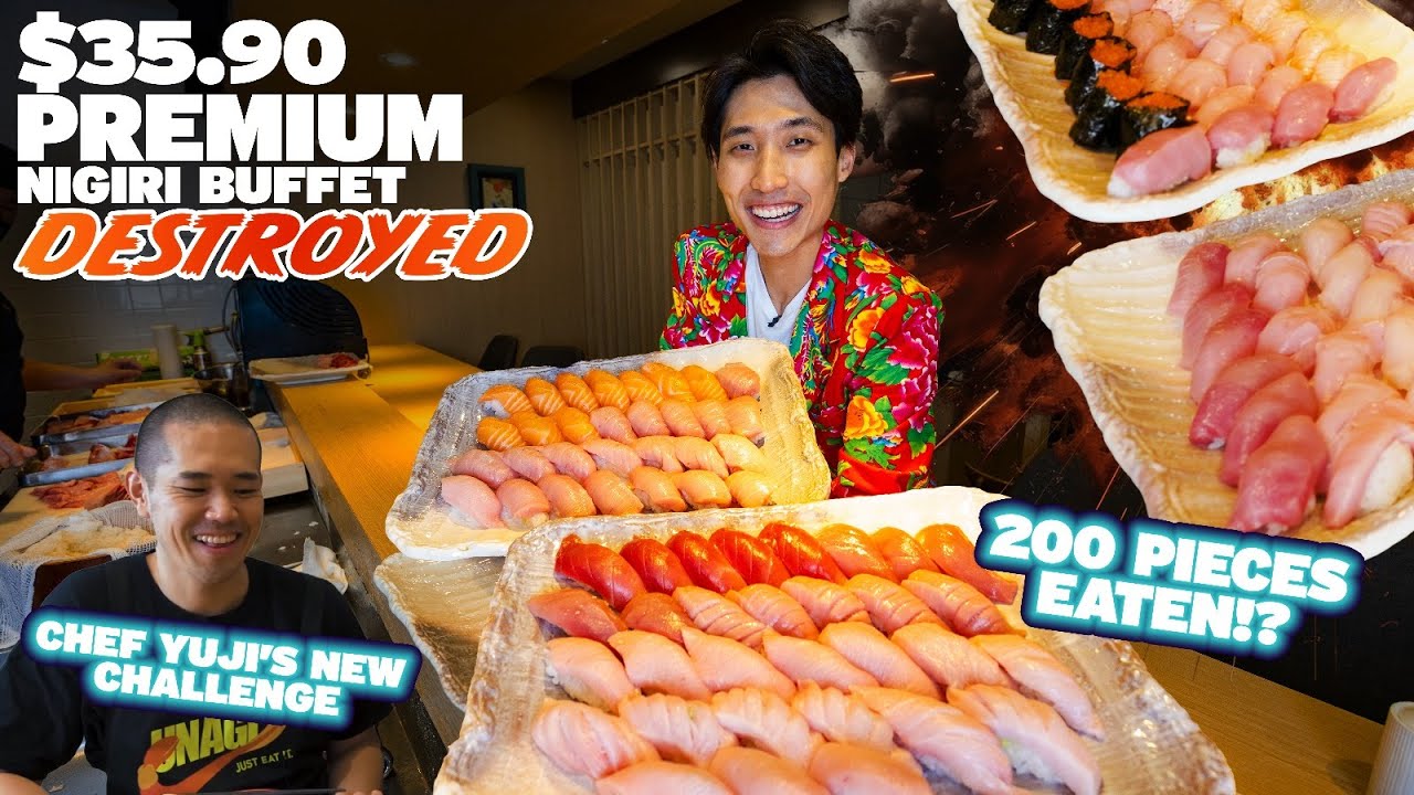 $35 PREMIUM SUSHI BUFFET DESTROYED! | OVER 200 PIECES OF SUSHI EATEN? | AYCE SUSHI IN SG!