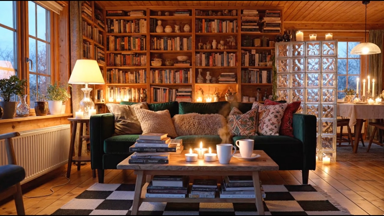Cozy Reading Room | Warm Lights, Books & Quiet Evening | 1 Hour | No Music