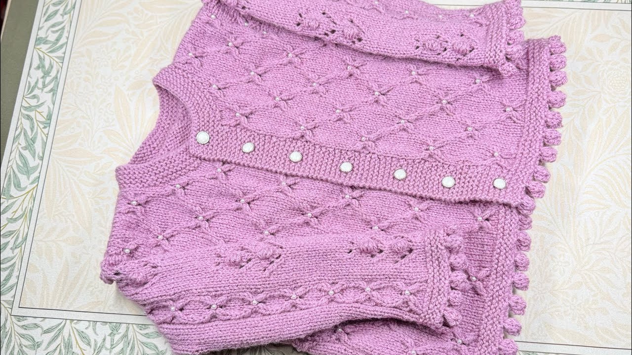 Hand Knitted Sweater cardigan top for three to four (3-4) year old girls detail instructions 