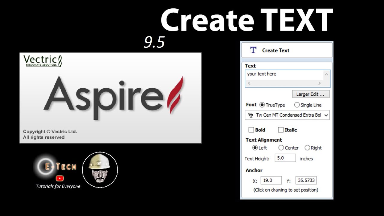 Aspire 9.5- TEXT Adding Tutorial | CNC Wood carving software