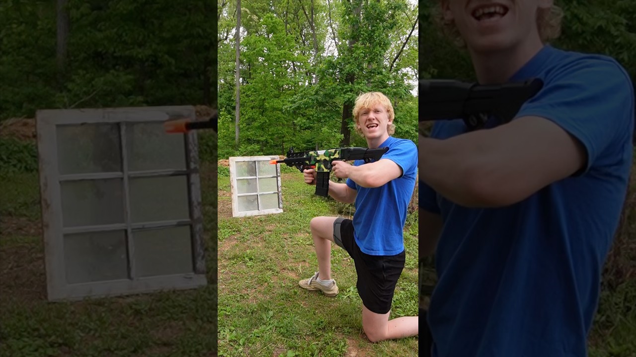 Самая мощная в мире пушка Nerf против окна!
