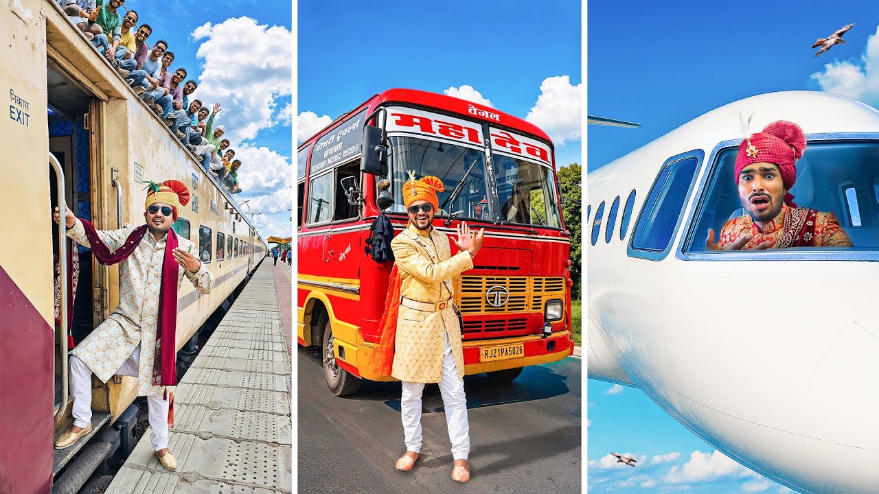 3 Dulha Going To Delhi By Flight ✈️ Vs Bus 🚌 Vs Train 🚂 - बिना बारात दूल्हा गया फ्लाइट में