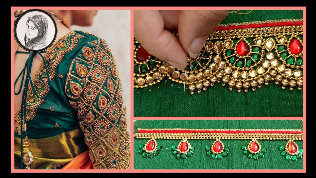 Maggam work with Normal Needle (Bridal Blouse design #8)