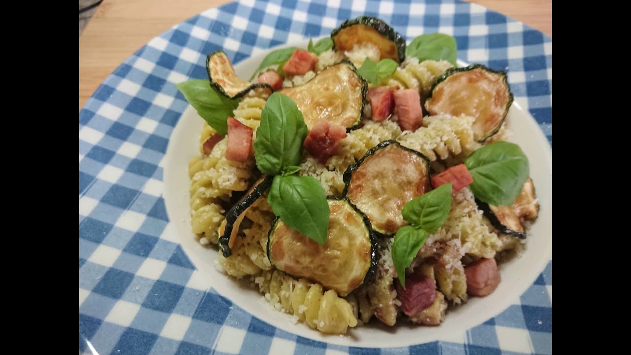 PASTA: Fusilli - Courgette, Ham, Basil, Grana Padano Cheese - The Kitchen Soundtrack - at home